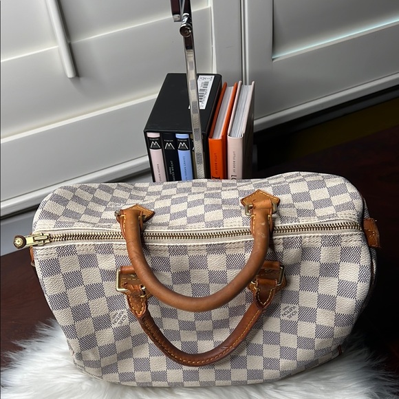 Louis Vuitton Damier Azur Speedy Handbag With Lock & Key #320 “Needs Work” - Picture 6 of 17